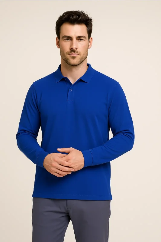 Unisex Sax Uzun Kol Polo Yaka T-Shirt