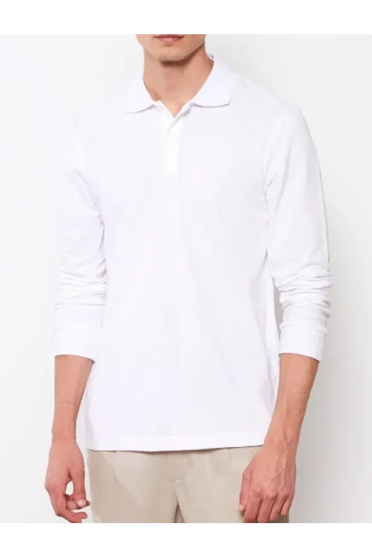 UZUN KOL POLO YAKA TİŞÖRT BEYAZ