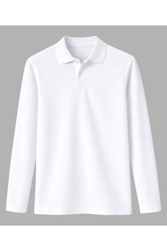 UZUN KOL POLO YAKA TİŞÖRT BEYAZ