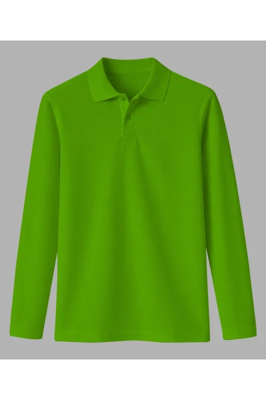 UZUN KOL POLO YAKA TİŞÖRT FISTIK YEŞİLİ