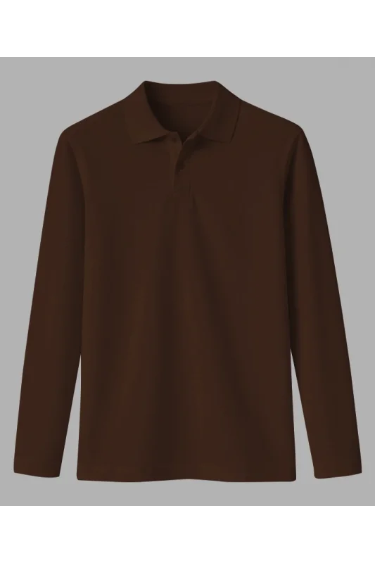 UZUN KOL POLO YAKA TİŞÖRT KAHVERENGİ