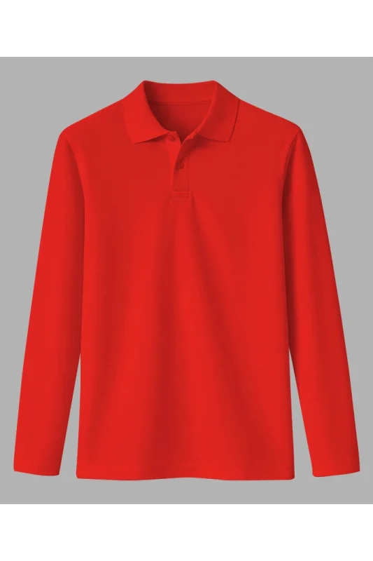 UZUN KOL POLO YAKA TİŞÖRT KIRMIZI