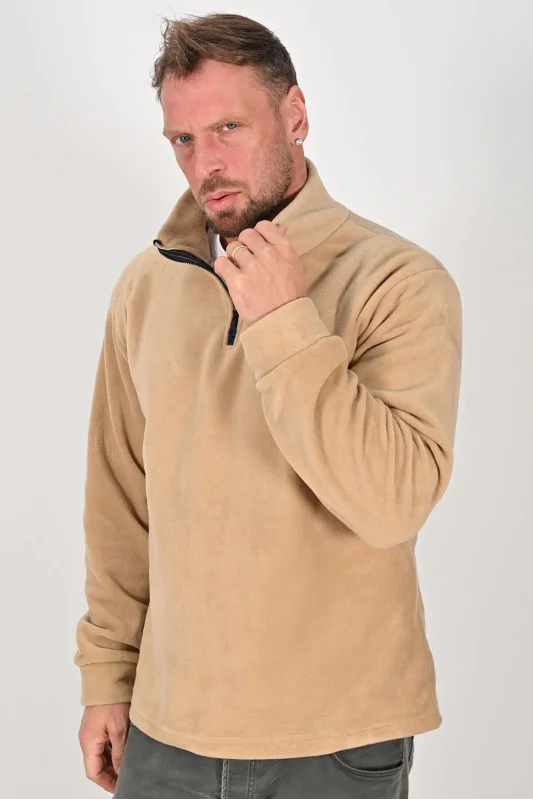 Yarım Fermuarlı Kışlık Polar Mont CAMEL