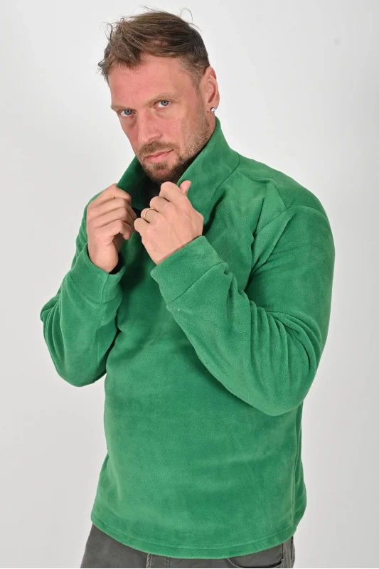 Yarım Fermuarlı Kışlık Polar Mont ÇİMEN YEŞİLİ