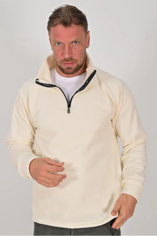 Yarım Fermuarlı Kışlık Polar Mont EKRU