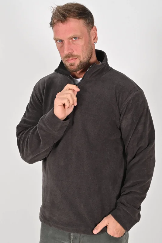 Yarım Fermuarlı Kışlık Polar Mont FÜME