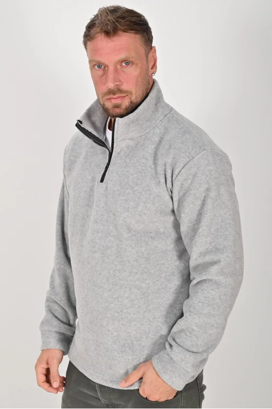 Yarım Fermuarlı Kışlık Polar Mont GRİ