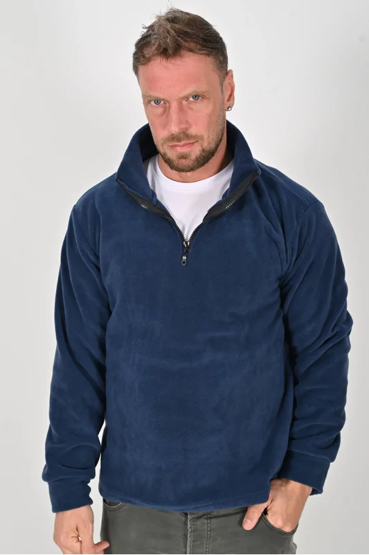 Yarım Fermuarlı Kışlık Polar Mont İNDİGO