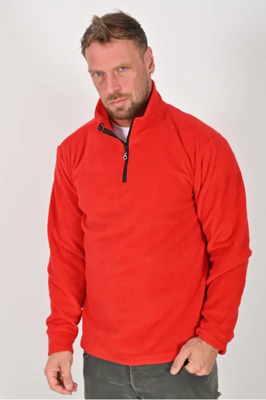 Yarım Fermuarlı Kışlık Polar Mont KIRMIZI