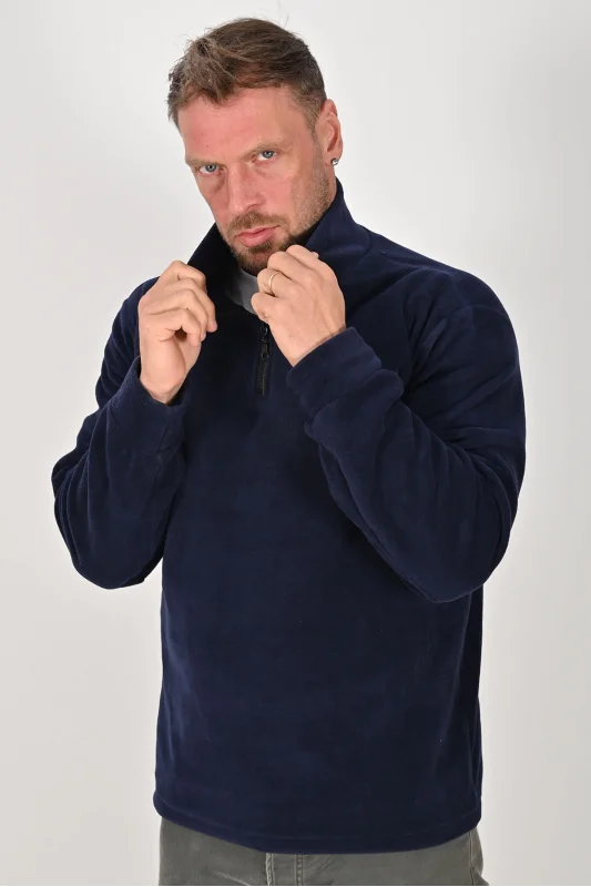 Yarım Fermuarlı Kışlık Polar Mont LACİVERT