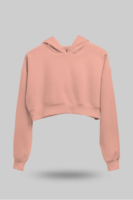 Yavruağzı Kadın Crop Hoodie Kapüşonlu Sweatshirt