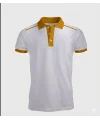 Beyaz LACOSTE Polo Yaka Tişört HARDAL PARÇALI MODEL
