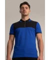 Velocity Model Fermuarlı Polo Yaka Tişört Sax Siyah