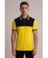 Velocity Model Fermuarlı Polo Yaka Tişört Sarı Siyah