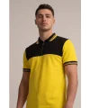 Velocity Model Fermuarlı Polo Yaka Tişört Sarı Siyah