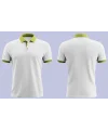 Beyaz Polo Yaka T-Shirt Kol Ucu ve yaka Yeşil