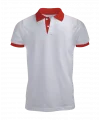 Beyaz Polo Yaka Tişört Kırmızı Yakalı Çift Renkli