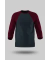 Bordo-Füme Orijinal Reglan 3/4 Kol Unisex Tişört