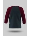 Bordo-Füme Orijinal Reglan 3/4 Kol Unisex Tişört