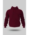 BORDO KAPÜŞONLU FERMUARLI SWEATSHİRT