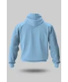 BUZ MAVİSİ KAPÜŞONLU FERMUARLI SWEATSHİRT