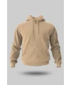 CAMEL KAPÜŞONLU FERMUARLI SWEATSHİRT