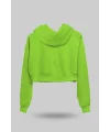 Fıstık Yeşili Kadın Crop Hoodie Kapüşonlu Sweatshirt