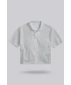 Gri Kadın Crop Polo Yaka Tişört