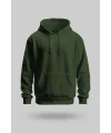 Haki Yeşili 2 İplik İnce Kumaş Unisex Kapşonlu Sweatshirt