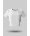 Beyaz Kadın Crop Basic Tişört