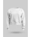 Beyaz Kadın Crop Sweatshirt