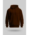 Kahverengi 2 İplik İnce Kumaş Unisex Kapşonlu Sweatshirt
