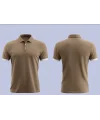 Kahverengi Polo Yaka T-Shirt Beyaz Yakalı Çift Renkli