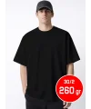 Kalın Gramajlı Oversize Tişört Siyah 30-2 Compact Penye 260 gr