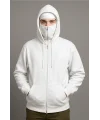 Kar Maskeli Kışlık Fermuarlı Kapşonlu Beyaz Sweatshirt