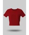 Kırmızı Kadın Crop Basic Tişört