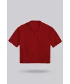 Kırmızı Kadın Crop Polo Yaka Tişört