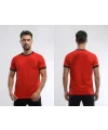 Kırmızı Siyah Bisiklet Yaka Tişört