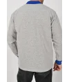 Kışlık Gri Çift Renkli Polo Yaka Sweatshirt Sax Yakalı