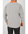 Kışlık Gri Çift Renkli Polo Yaka Sweatshirt Turuncu Yakalı