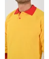 Kışlık Sarı Polo Yaka Sweatshirt Kırmızı Yakalı