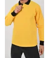 Kışlık Sarı Polo Yaka Sweatshirt Siyah Yakalı