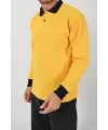 Kışlık Sarı Polo Yaka Sweatshirt Siyah Yakalı