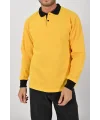 Kışlık Sarı Polo Yaka Sweatshirt Siyah Yakalı