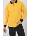 Kışlık Sarı Polo Yaka Sweatshirt Siyah Yakalı