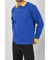 Kışlık Sax Polo Yaka Sweatshirt Sarı Yakalı