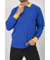 Kışlık Sax Polo Yaka Sweatshirt Sarı Yakalı