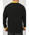 Kışlık Siyah Polo Yaka Sweatshirt Sarı Yakalı