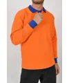 Kışlık Turuncu Polo Yaka Sweatshirt Sax Yakalı