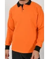 Kışlık Turuncu Polo Yaka Sweatshirt Siyah Yakalı